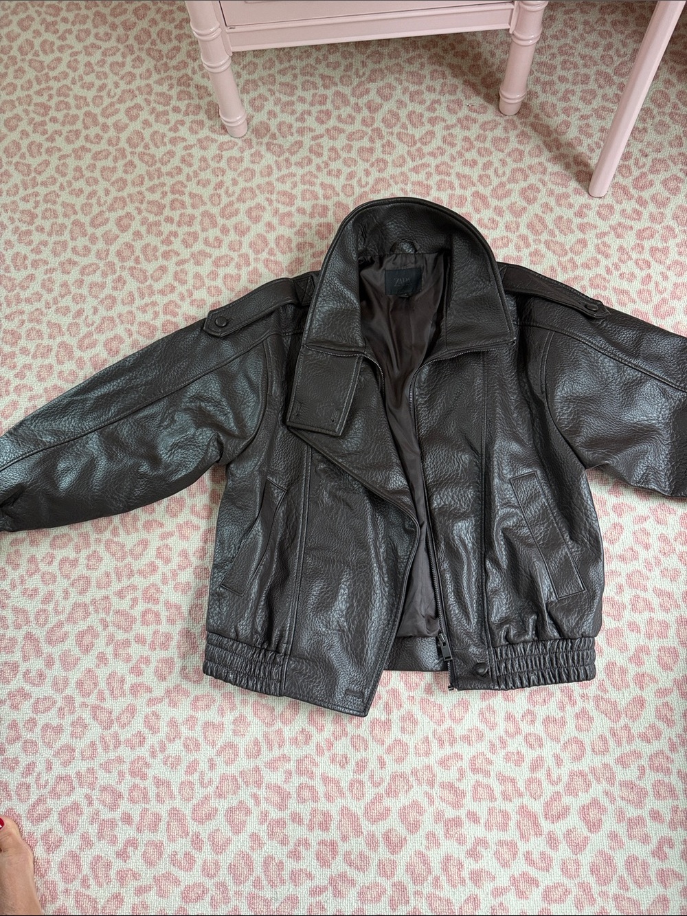 Zara faux Leather Bomber Jacket